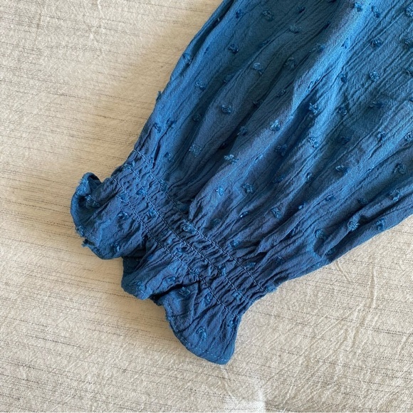 LOFT Blue Clip Dot Long Sleeve Blouse Lightweight Small Work Casual Madewell - Picture 6 of 11